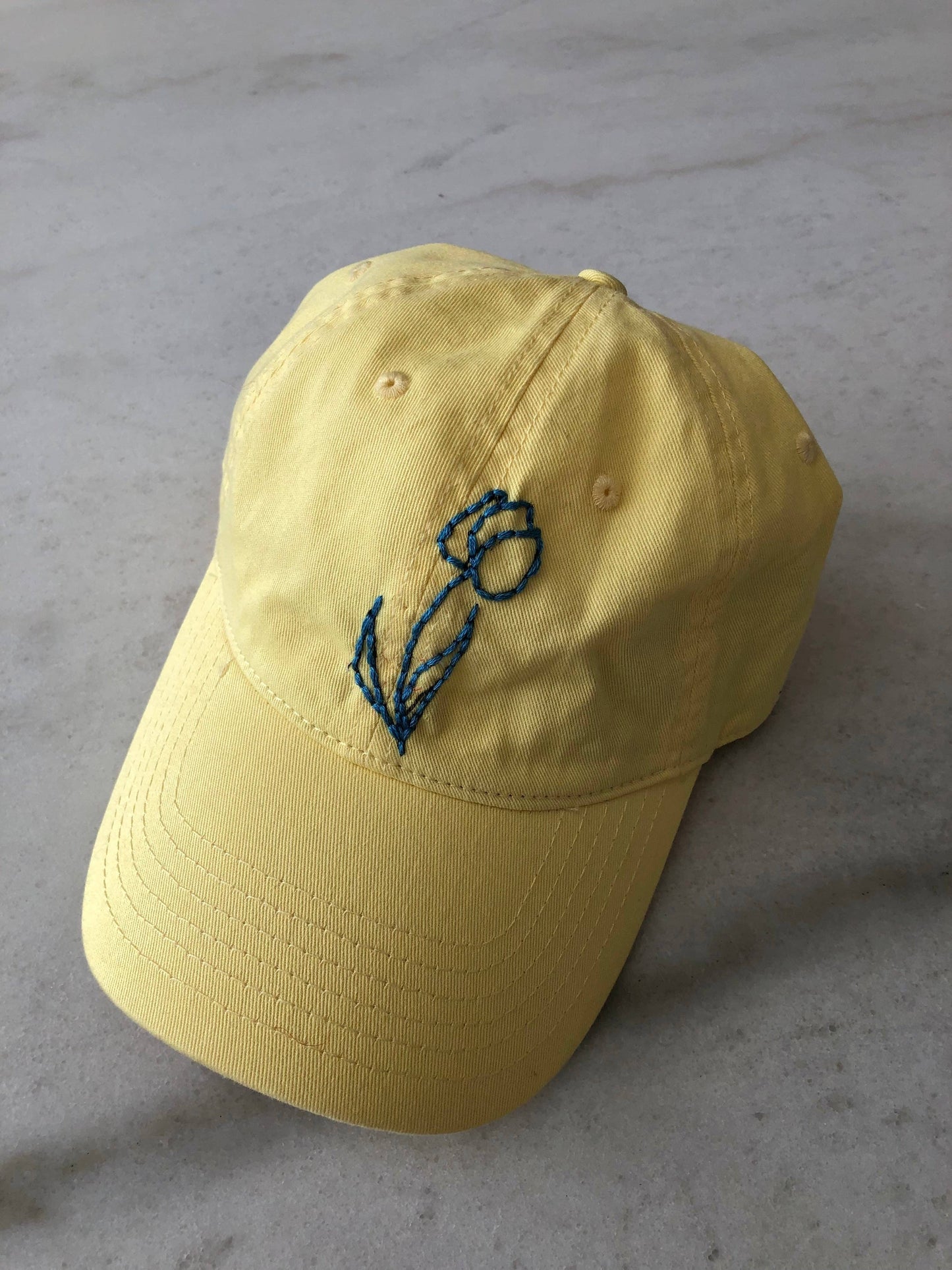 HAND EMBROIDERED TULIPS CAPS: Lavender