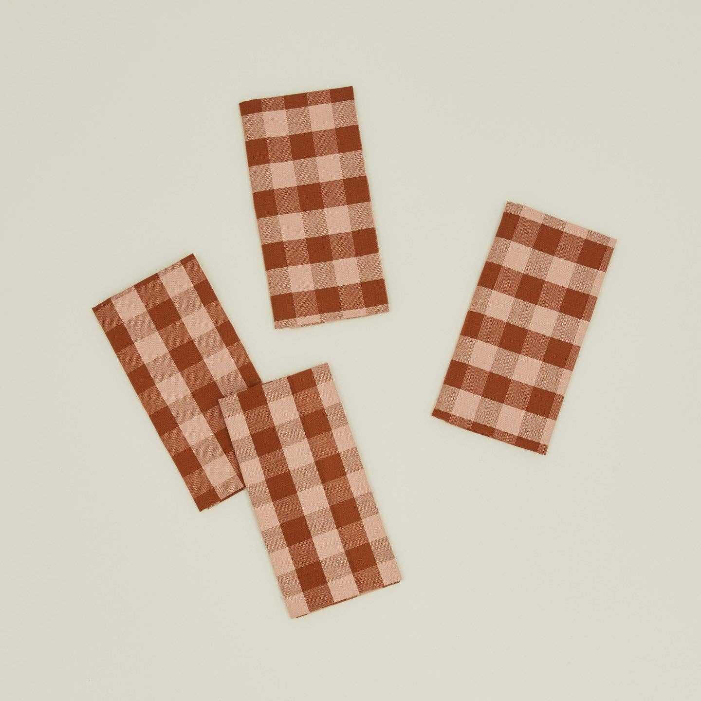 ESSENTIAL GINGHAM DINNER NAPKINS - SET OF 4: MUSTARD/BRONZE