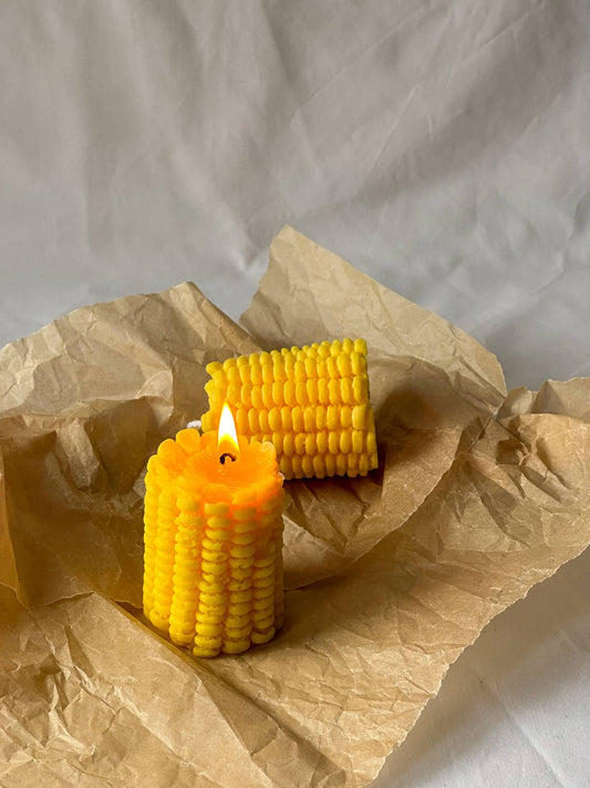 Corn-Shaped Candle | Handmade Decorative Soy Wax Candle: Yellow / Lemon