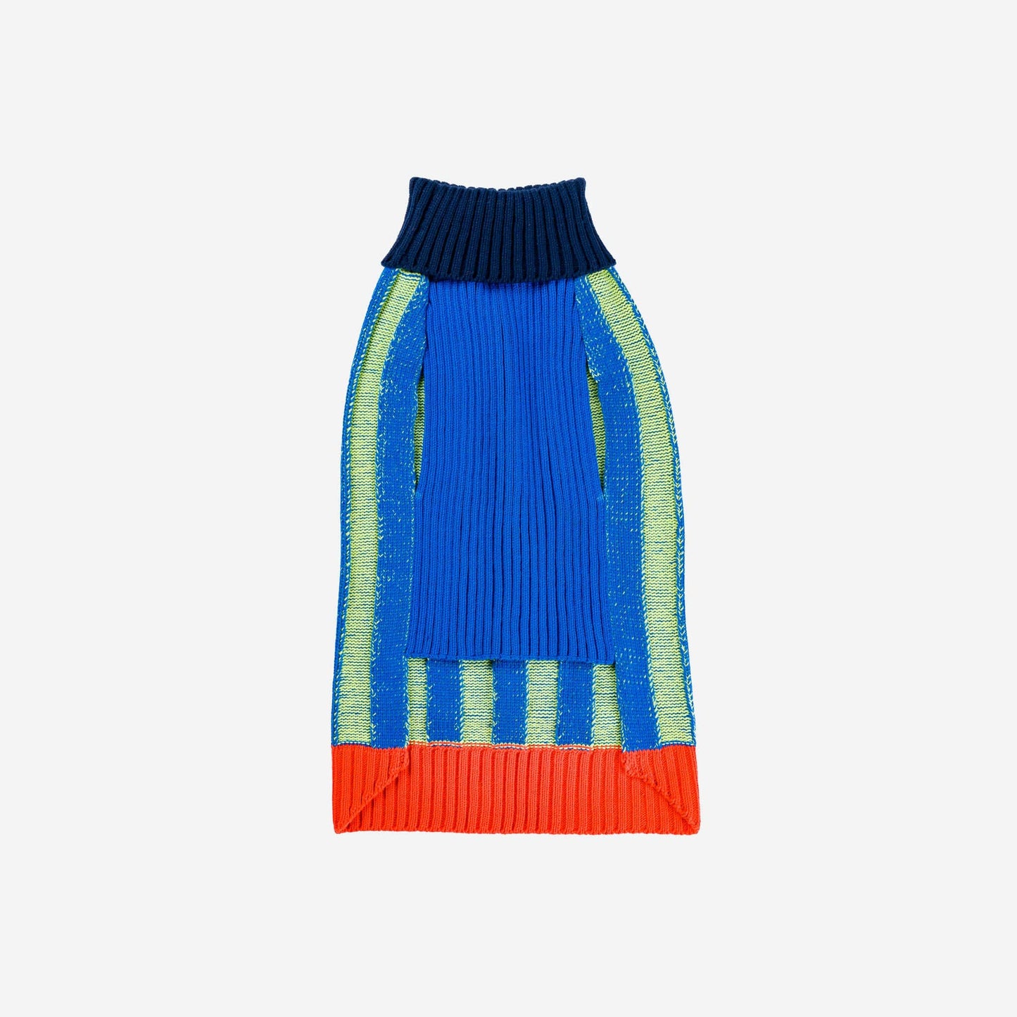 Big Stripe Dog Sweater: Lime Cobalt / L - 27-40 lbs
