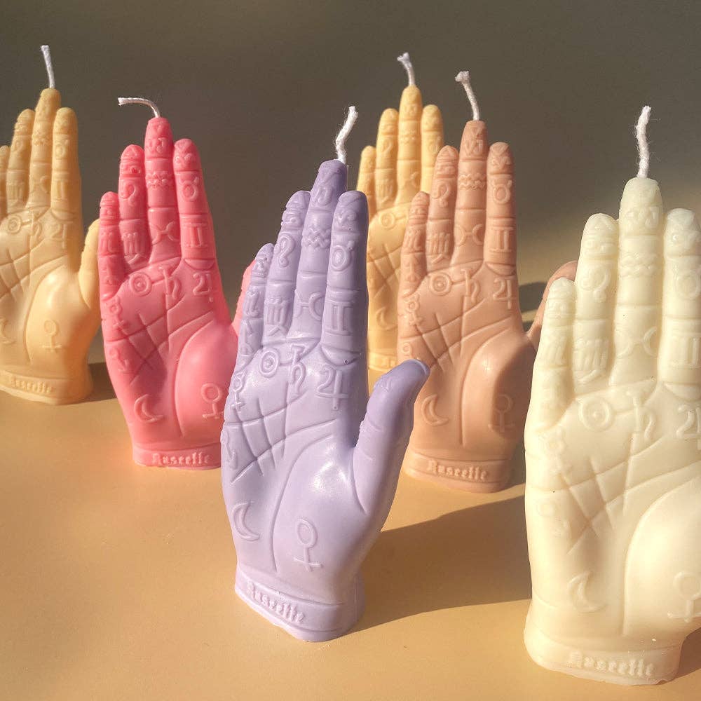 Palmistry Hand Candle - Lilac: Lilac / White Sage & Lavender