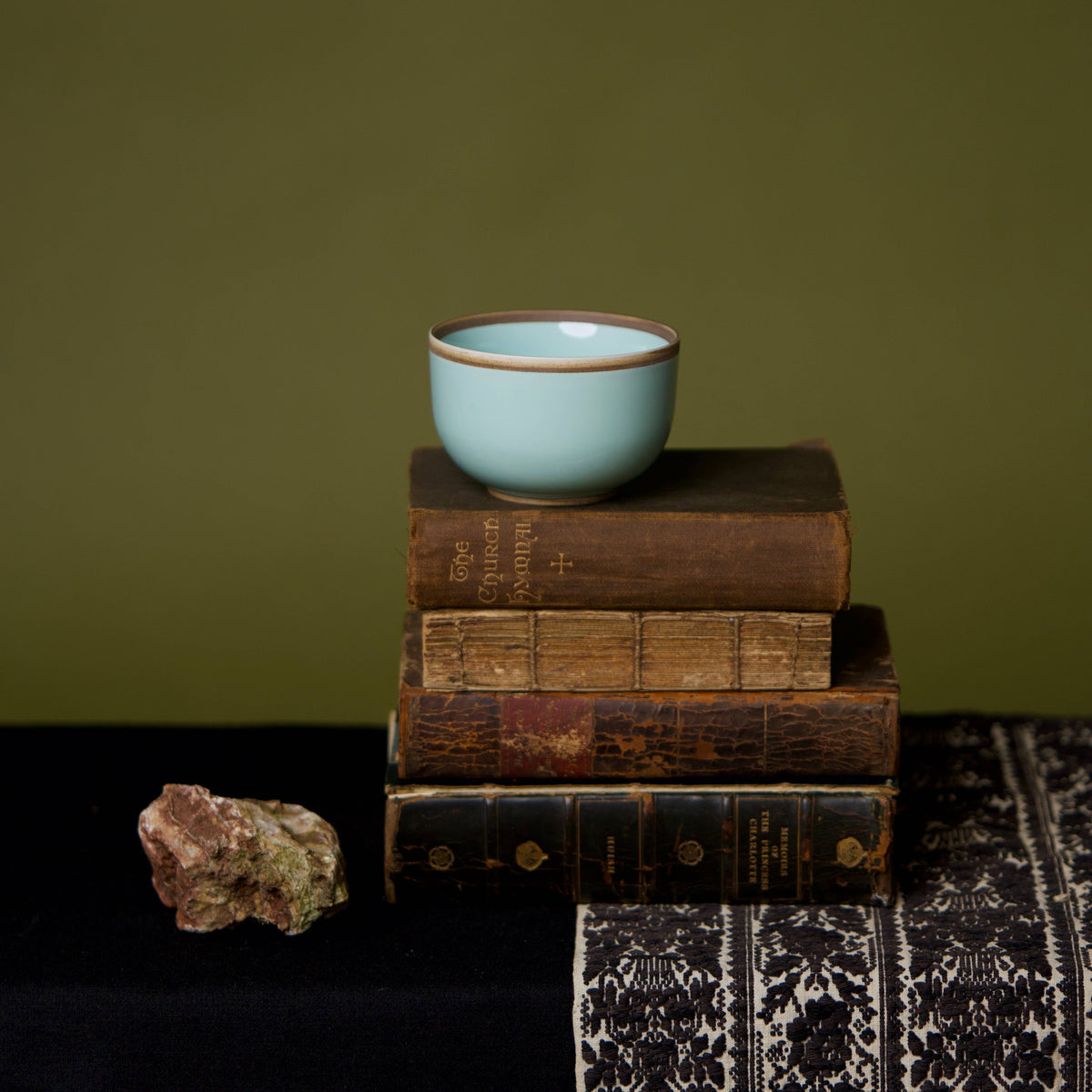 Rimmed Hermit Cup, Glossy Porcelain - Set of 4: Coral Red