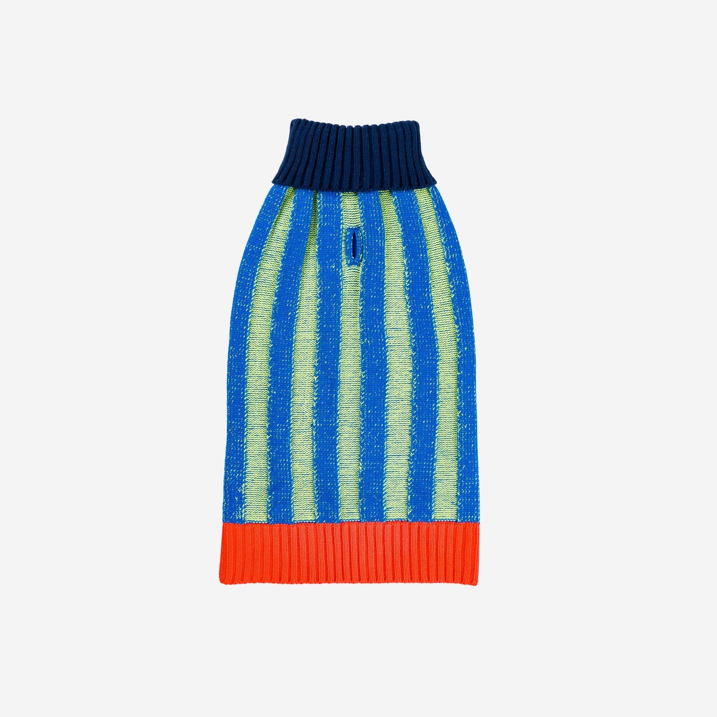 Big Stripe Dog Sweater: Lime Cobalt / L - 27-40 lbs