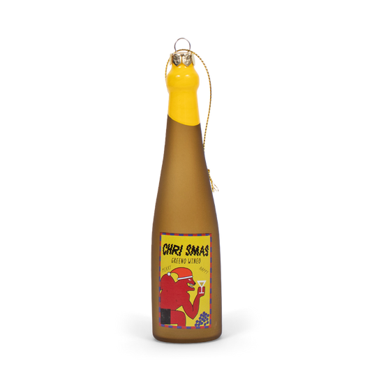 Chris-Mas Wine Christmas Decoration, 12cm