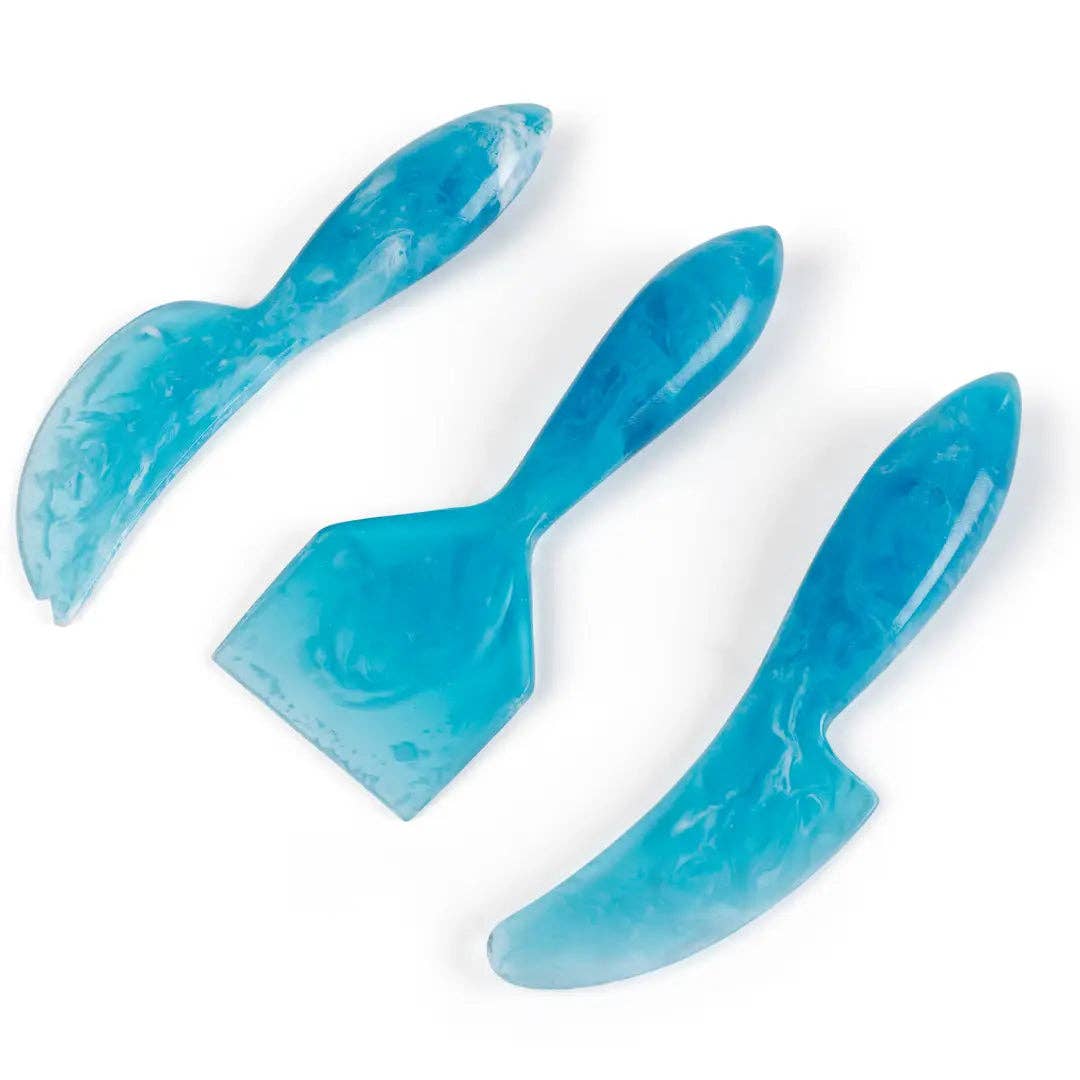 Resin Cheese Knife, blue (Set of 3)  - 6 Inches