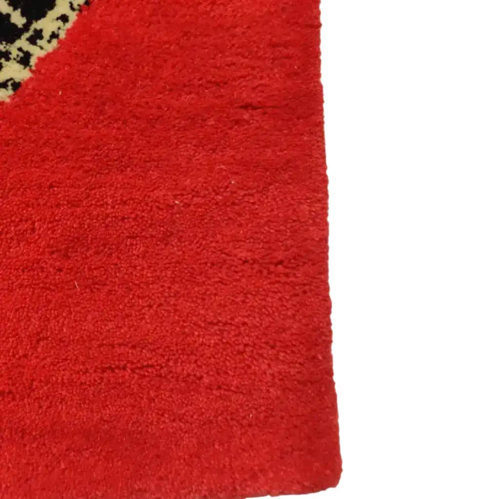 Retro Red Snake Hand Tufted Wool Rug: 4' x 6'